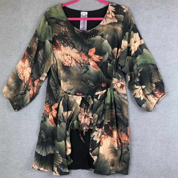 Pretty Angel Floral Layered Tunic Blouse size XL - Picture 1 of 10